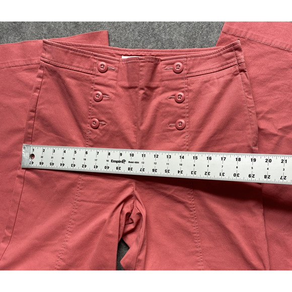 LOFT Pants Womens 8 Coral Sailor Wide Leg High Rise Button Front Chino - Picture 4 of 16